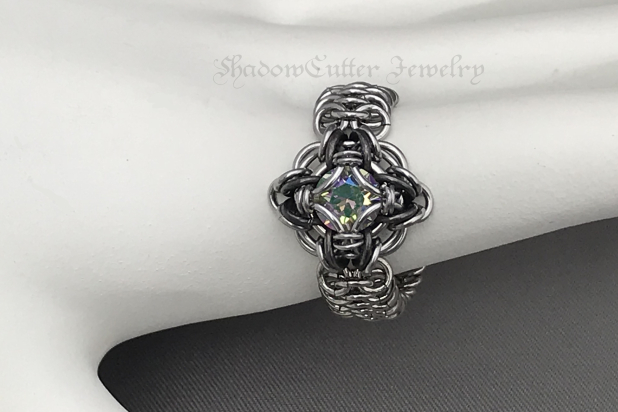 Celtic Labyrinth ring stainless steel chainmaille