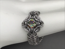 Celtic Labyrinth ring volcano crystal stainless steel