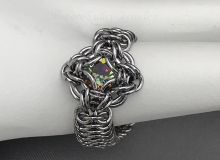 Chainmaille Celtic Labyrinth ring Stainless steel Bermuda blue